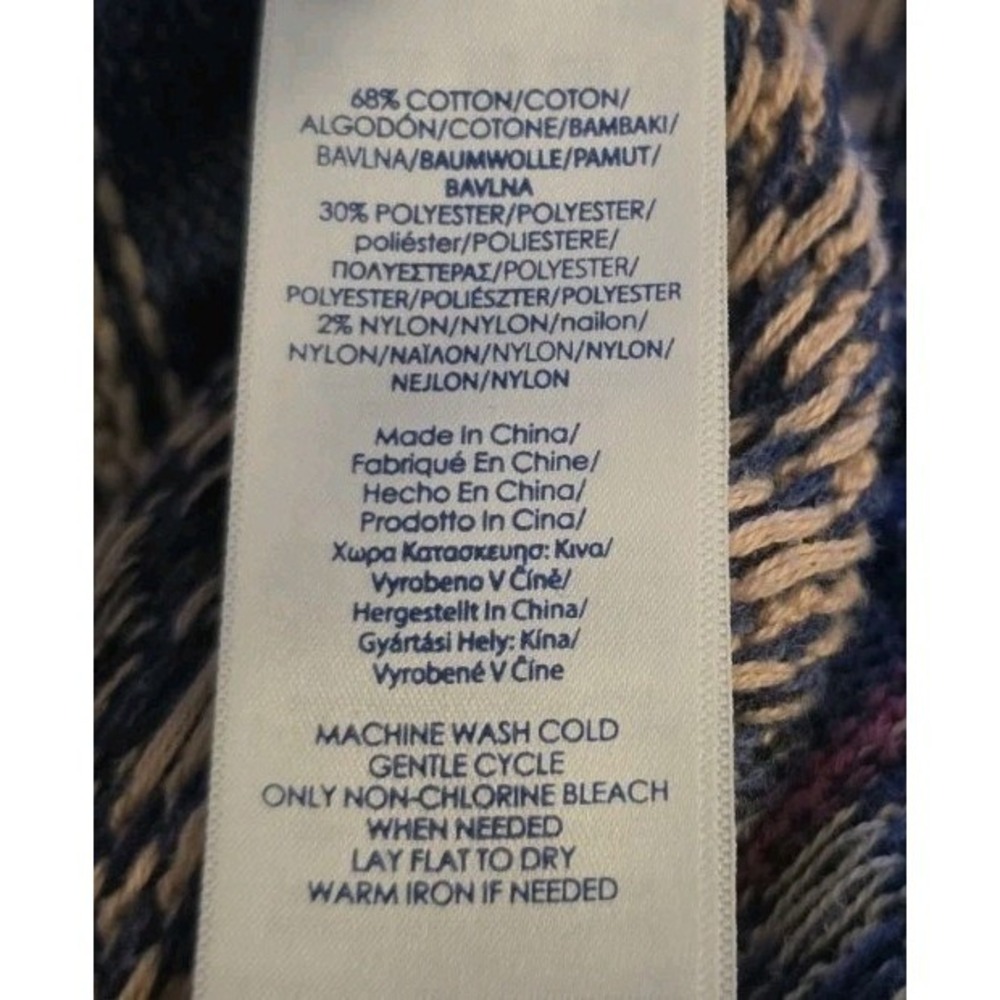 Chaps Women's Open Cardigan Blue Southwest‎ Western Boho Geometric Print SZ XL - Picture 10 of 11